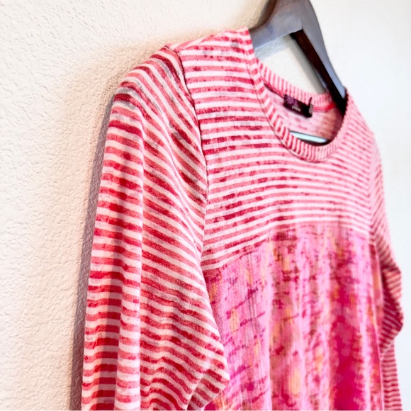 prAna Lottie Y2K Pink Striped Tie Dye Long Sleeve Crew Organic Cotton Top S - Picture 2 of 7